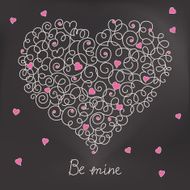 Greeting card with floral heart shape Be mine sign