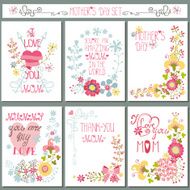 Vintage card set with floral decor Mothers day