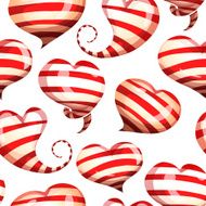 Seamless pattern of bright striped hearts on a white background