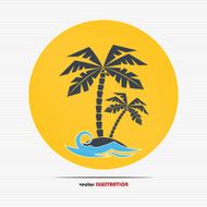 Abstract desert island with palm trees