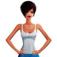 Attractive girl holds her hands on slender waist vector color N2
