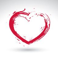 Hand drawn red love heart icon loving sign N2