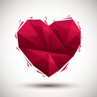 Red heart geometric icon made in 3d modern style N2