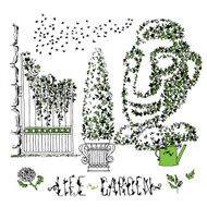 Set of hand drawn garden plants decorative bush