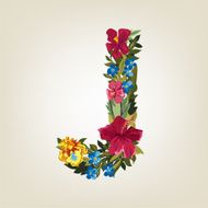 J letter Flower capital alphabet Colorful font Uppercase N2