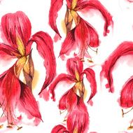 Seamless Watercolor Exotic Tropical Flowers Background