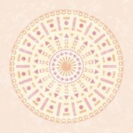 Abstract circle of simple geometric shapes in shades pink N2