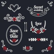 Wedding graphic set Ribbons frames dividers wreathes and labels