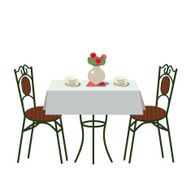 table with white tablecloth in french bistro N2