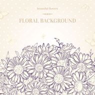 Background with chamomile and butterflies