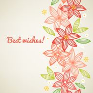 Greeting card with seamless stripe of flowers