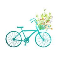 Vintage Summer Bike with Bunch of Flowers Card