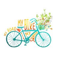 Vintage Summer Bike with Bunch of Flowers Card N2
