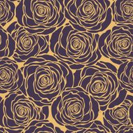 Art Deco floral seamless pattern with roses N3