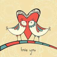 Card with birds in love