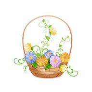 Basket of beautiful flowers isolated on white N2