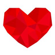 Red polygonal vector heart on white background Ruby gem