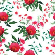 Wild rose watercolor seamless vector print N2