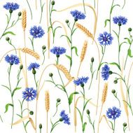 Cornflowers and Wheat Ears Pattern