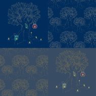 Set of 4 seamless textures Magic tree and candles