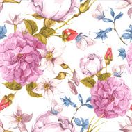 Floral Seamless Vintage Background with Roses N3