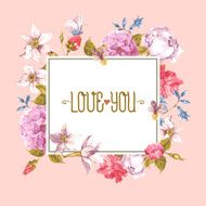 Watercolor Greeting Card with Blooming Flowers N2