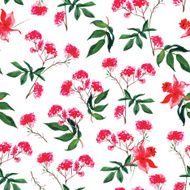 Pink flowers watercolor seamless vector print