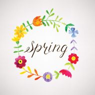 Spring wreath watercolor floral illustration
