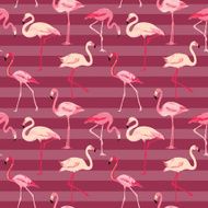 Flamingo Bird Background - Retro seamless pattern N7