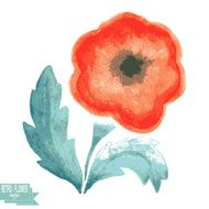 Retro watercolor flower on a white background Vector illustrati