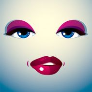 Cosmetology theme image Young pretty lady Human eyes and lips N3