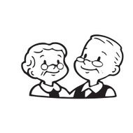 Happy old couple of frame on white background N5