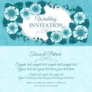 Vintage wedding invitation card blue N3