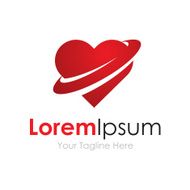 Love world red heart shape emotion business element icon logo