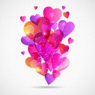 Valentine&#039;s Day vector background with flying hearts