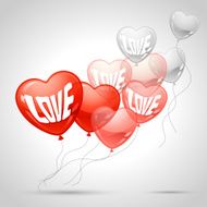 Background with flying balloons in the shape of a heart N6