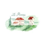 vector watercolor provence old house