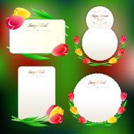 Set of Spring Greeting Cards with Tulips