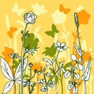 Silhouettes of flowers and grass N2