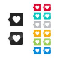 Favorite heart icon for user interface - flat and glossy