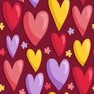 Seamless pattern with hearts and flowers N6