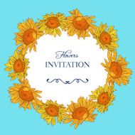 vintage floral frame with sunflowers