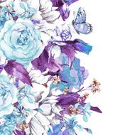 Blue Gentle Vintage Floral Greeting Card N3
