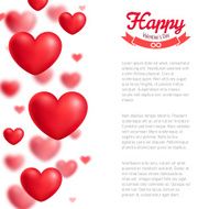 Valentine&#039;s day card red hearts vector illustration