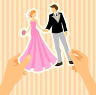 Wedding card with bride and groom N3