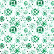 Green watercolor vector seamless floral pattern N2