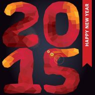 New year 2015 Red colors polygons numbers in square