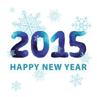 New year 2015 Blue polygons numbers with snowflakes