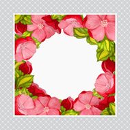 Greeting card with watercolor frame of pink peony