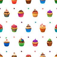 Super cupcake seamless pattern Chocolate and vanilla desserts N3